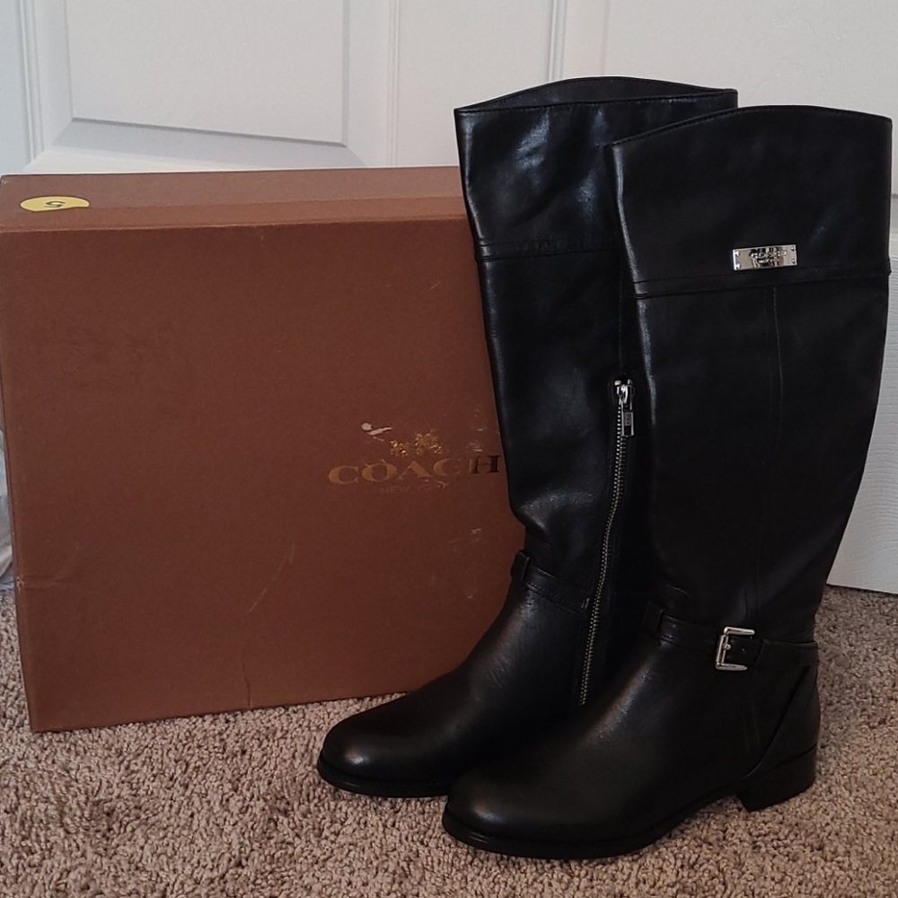 Coach Micha Calf Black Leather Boots